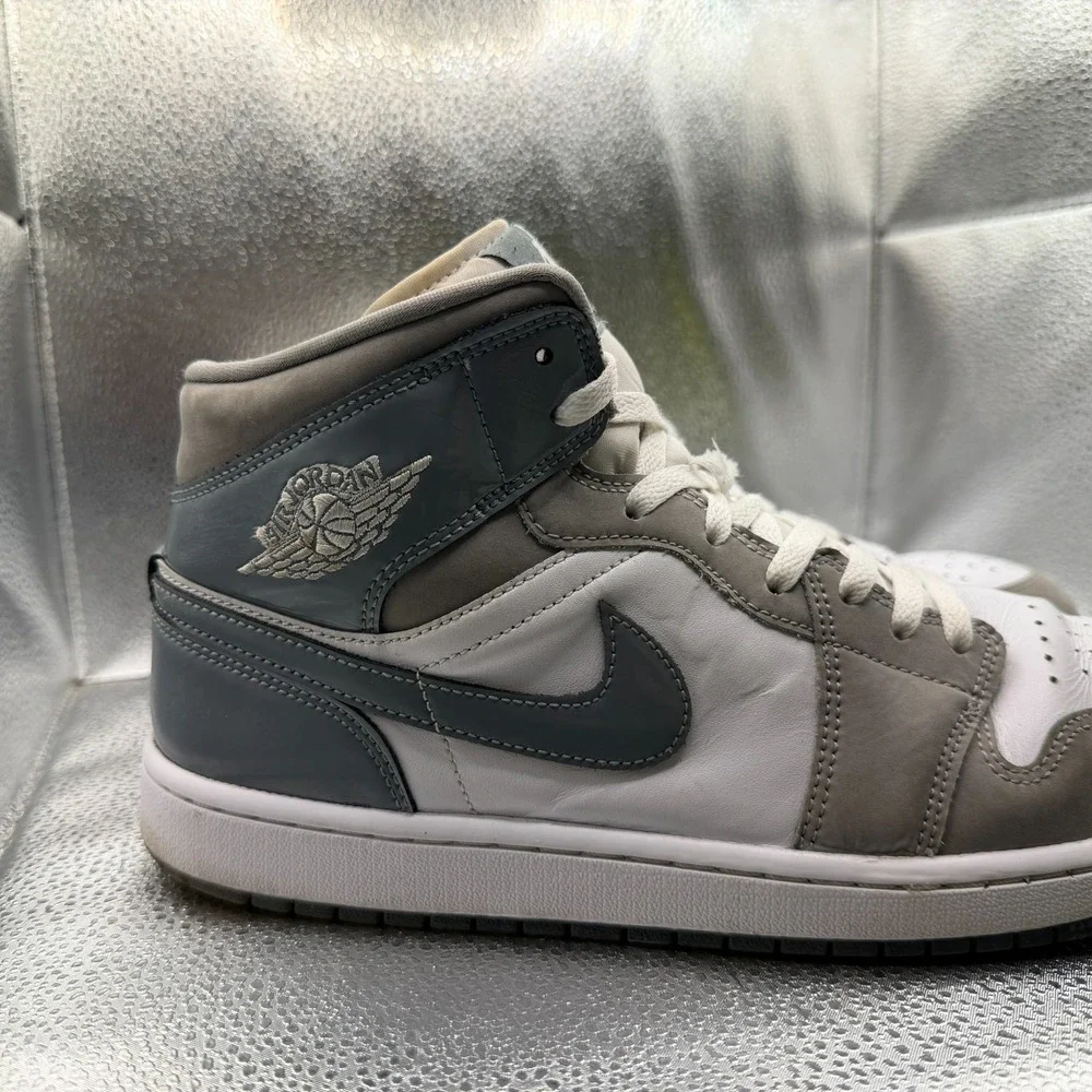 Size 11.5 Air Jordan 1 SE Mid Patent Cool Gray White Mens Sneakers‎ HF3216-100